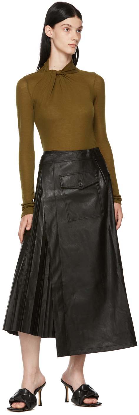 Faux leather shop pleated wrap skirt