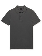 TOM FORD - Garment-Dyed Cotton-Piqué Polo Shirt - Gray