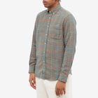 Portuguese Flannel Men's Fun Button Down Tartan Shirt in Brown/Aqua/Orange