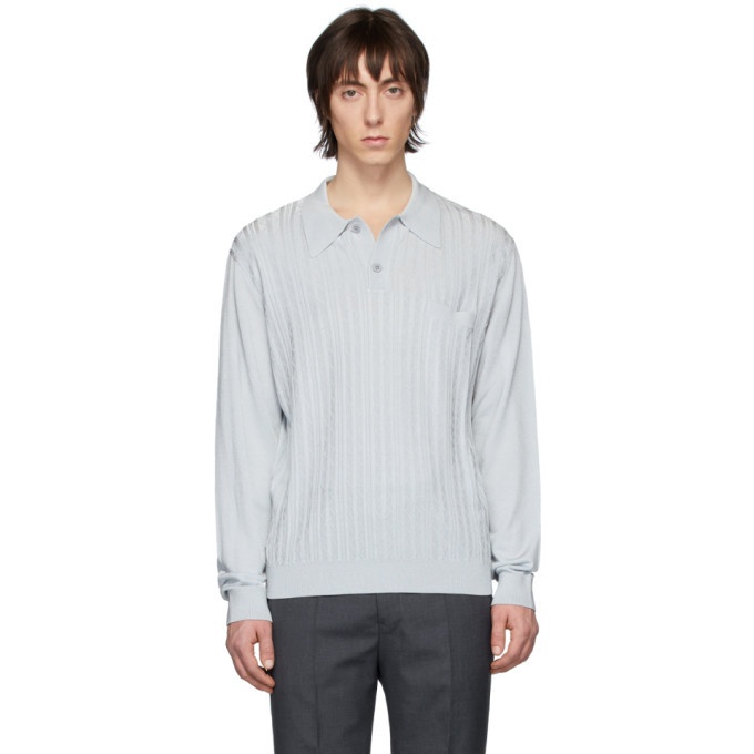 Photo: Lemaire Grey Knit Long Sleeve Polo
