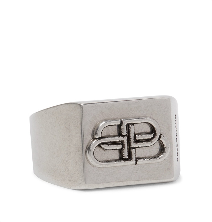 Photo: Balenciaga - Burnished Silver-Tone Signet Ring - Silver