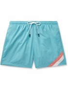 Solid & Striped - The Classic Straight-Leg Mid-Length Striped Shell Swim Shorts - Blue