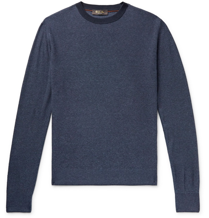 Photo: Loro Piana - Slim-Fit Silk and Linen-Blend Sweater - Blue