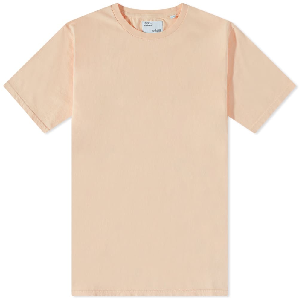 Colorful Standard Mens T-Shirt Classic Organic Cotton Logo Tee in Paradise  Peach