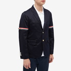 Thom Browne Men's Unconstructed Twill Arm Band Blazer in Navy