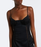 McQueen Paneled ruched wool cocktail dress