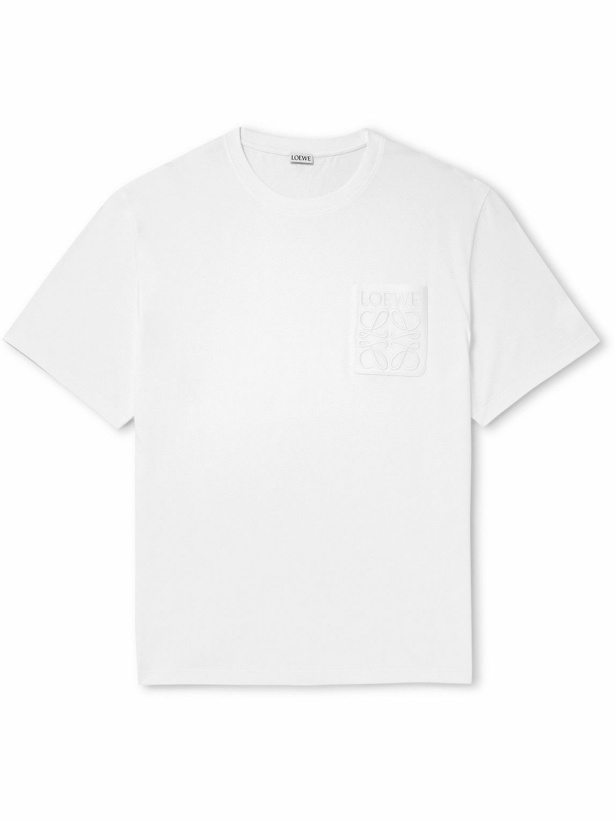 Photo: LOEWE - Logo-Embroidered Cotton-Jersey T-Shirt - White