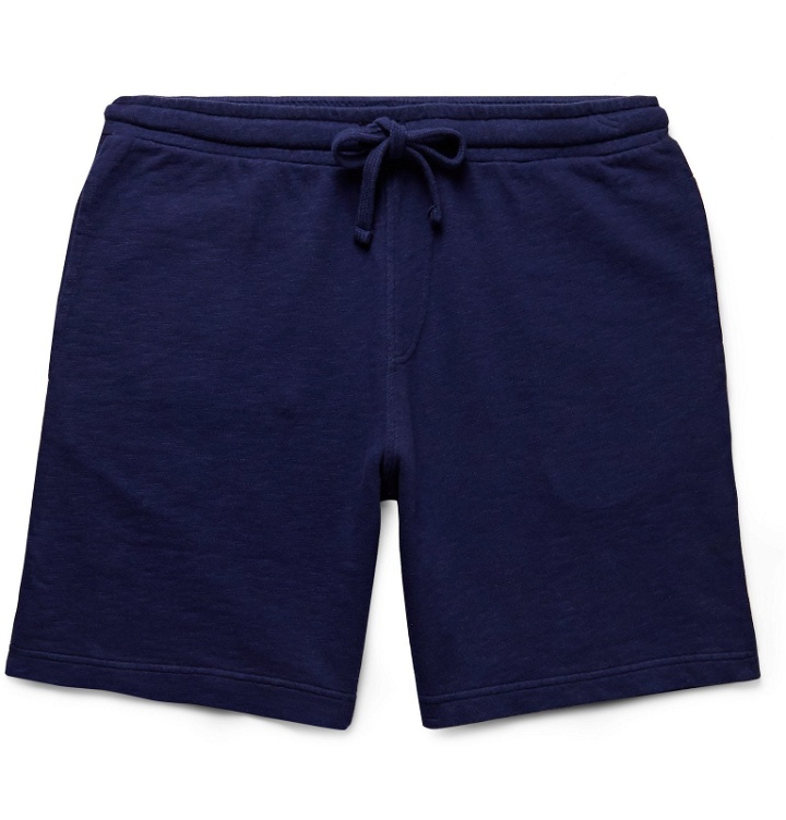 Photo: Hartford - Mélange Loopback Cotton-Jersey Drawstring Shorts - Blue