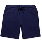 Hartford - Mélange Loopback Cotton-Jersey Drawstring Shorts - Blue