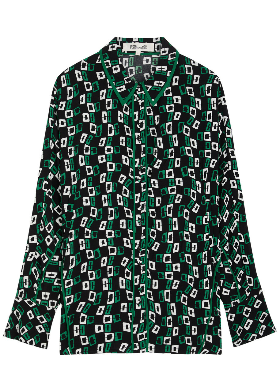 Diane Von Furstenberg Alona Printed Shirt Black