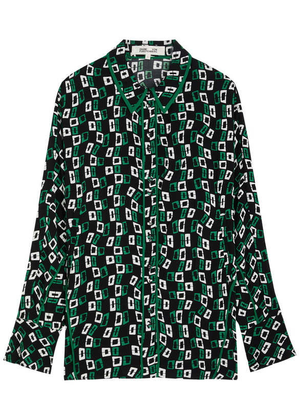 Photo: Diane Von Furstenberg Alona Printed Shirt Black