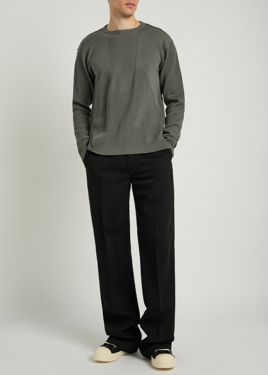 Rick Owens Ribbed Wool Jumper Brown