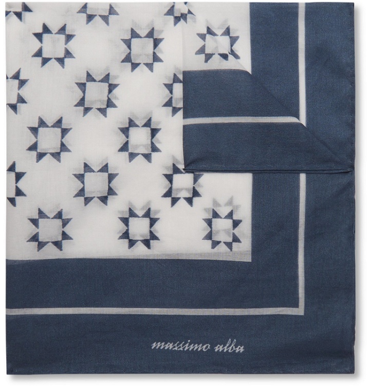 Photo: Massimo Alba - Printed Cotton Pocket Square - Blue