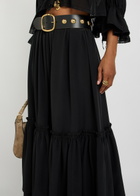 Chloe Ruffled Tiered Silk-chiffon Midi Skirt Black