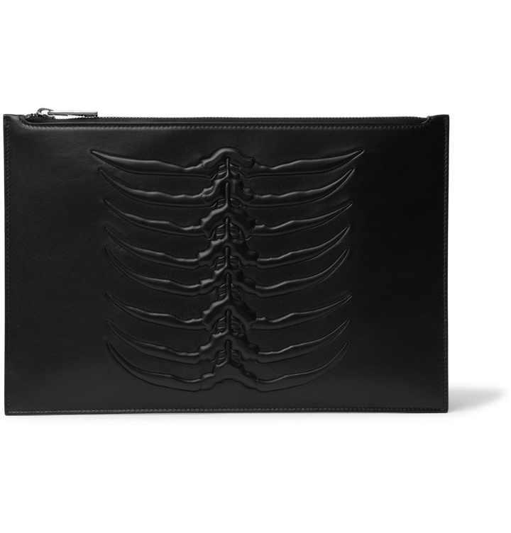 Photo: Alexander McQueen - Embossed Leather Pouch - Black