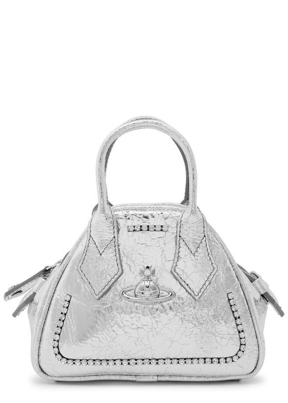 Photo: Vivienne Westwood Yasmine Mini Metallic Leather top Handle bag - Silver - One Size