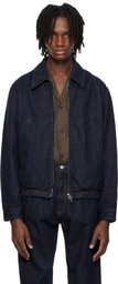 YOKE Navy Front Zip Denim Jacket