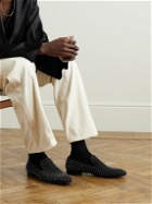 Christian Louboutin - Dandelion Grosgrain-Trimmed Studded Knitted Loafers - Black