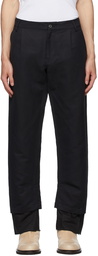 Ann Demeulemeester Black Cotton & Linen Double Hem Trousers