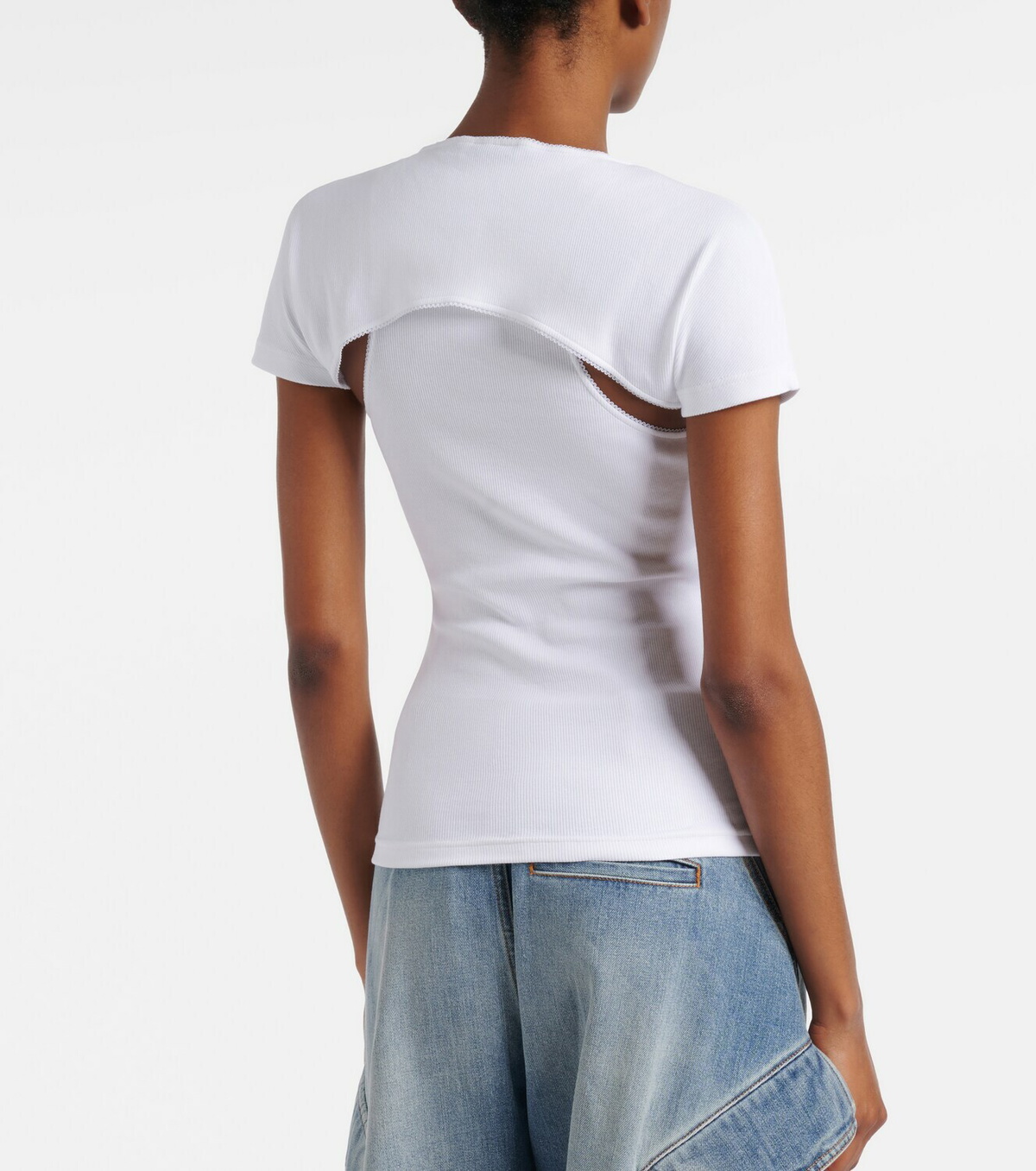 Alaïa Layered ribbed-knit jersey top