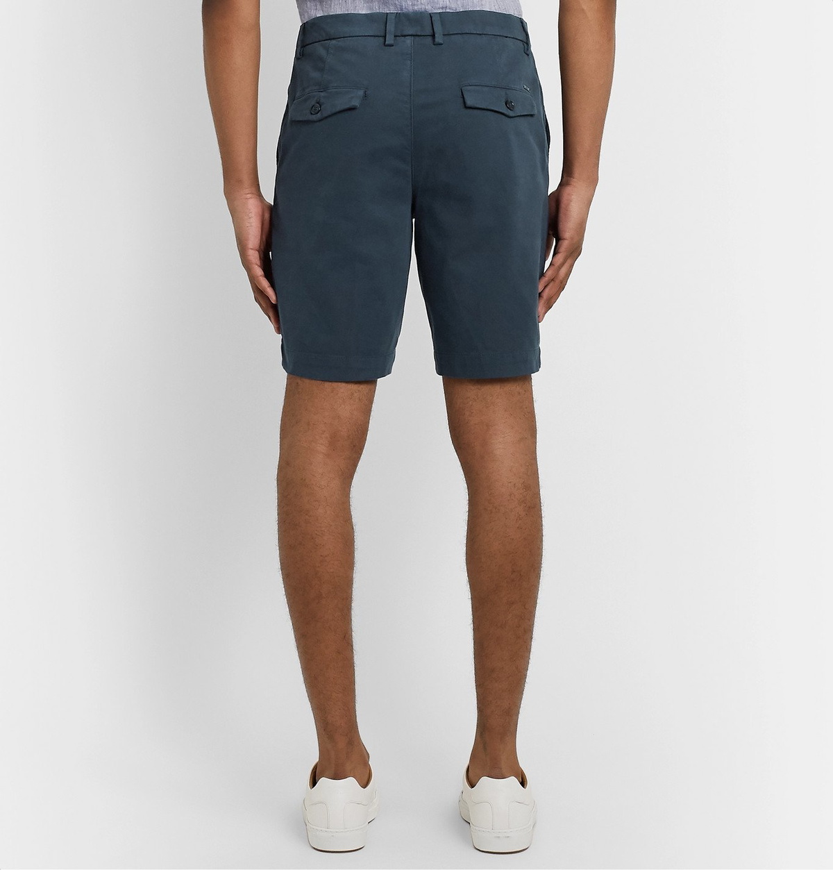 Hugo Boss - Pleated Stretch-Cotton Shorts - Blue Hugo Boss