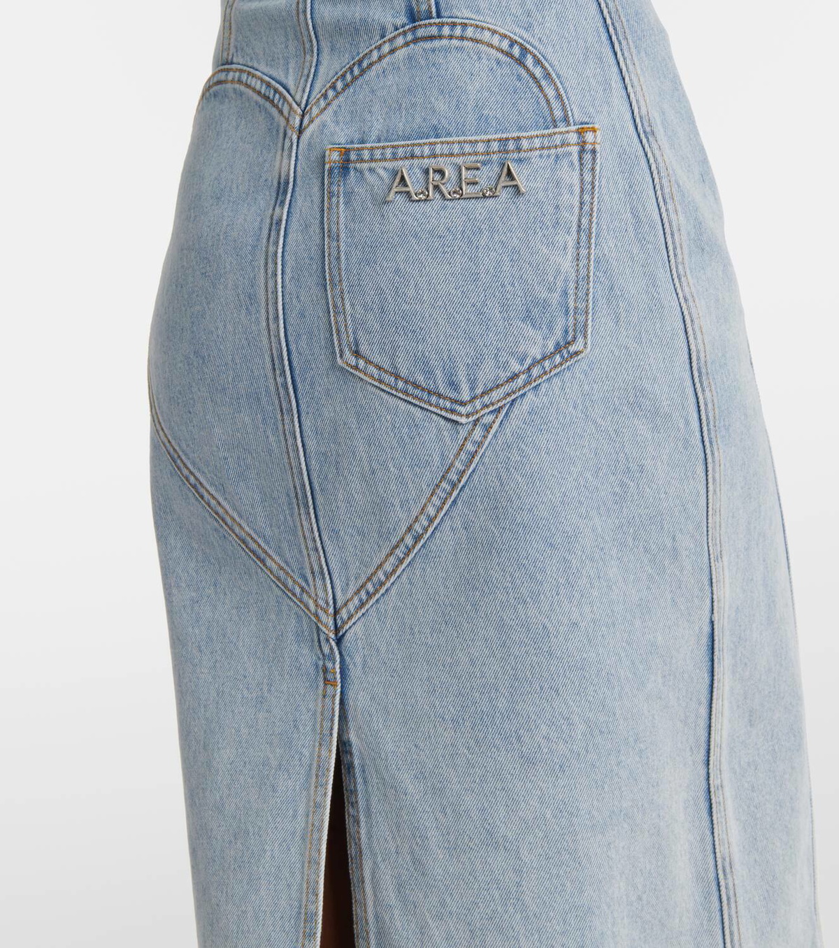Area Floral-appliqué denim midi dress
