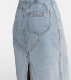 Area Floral-appliqué denim midi dress