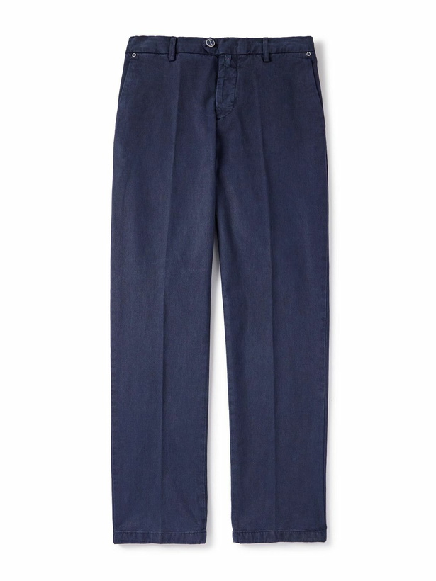 Photo: Kiton - Straight-Leg Lyocell-Blend Twill Trousers - Blue