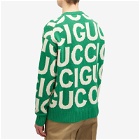 Gucci Men's Jumbo Logo Intarsia Crew Neck Knit Jumper in Green