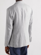 Brunello Cucinelli - Unstructured Herringbone Linen, Wool and Silk-Blend Blazer - Gray