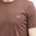 Fred Perry Men's Ringer T-Shirt in Brick/Warm Grey