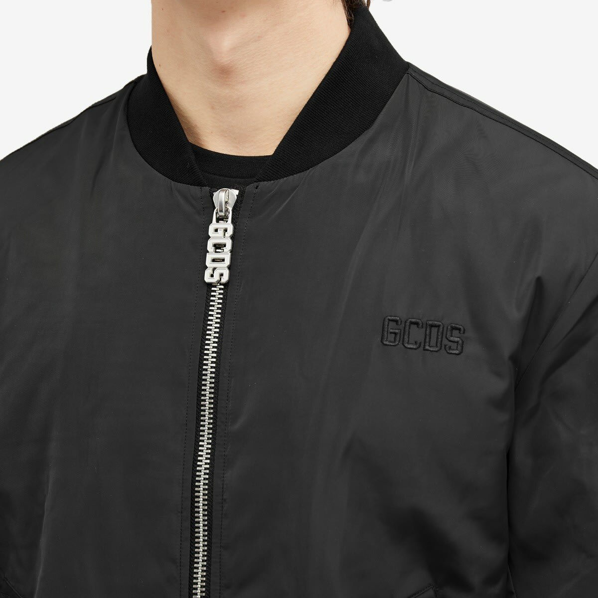 GCDS Men's Back Logo Bomber Jacket in Nero