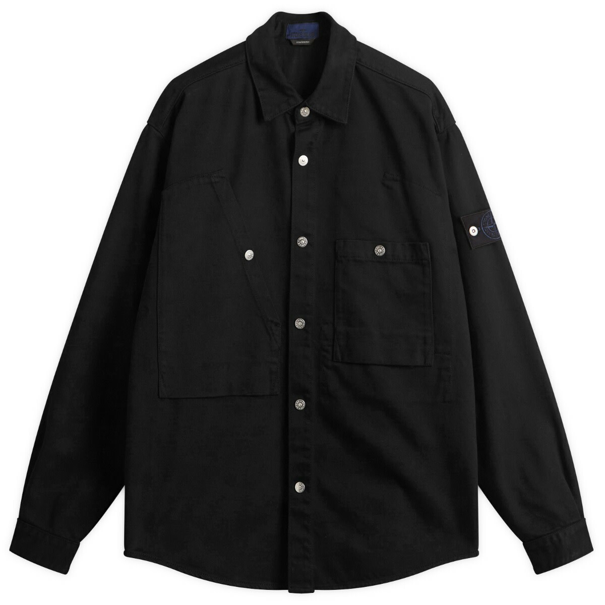 Stone Island Men's Bull Denim-TC Overshirt in Black Stone Island