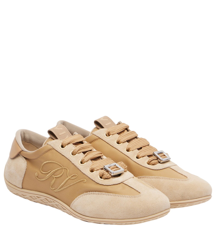 Photo: Roger Vivier Viv Low leather-trimmed satin sneakers