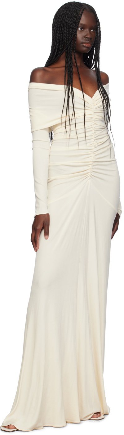 Atlein SSENSE Exclusive Off-White Ruched Maxi Dress