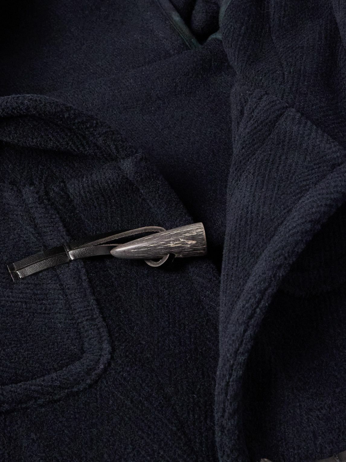 Beams Plus - Herringbone Wool-Blend Hooded Duffle Coat - Blue