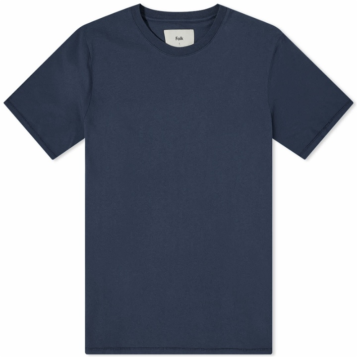 Photo: Folk Men's Contrast Sleeve T-Shirt in Navy