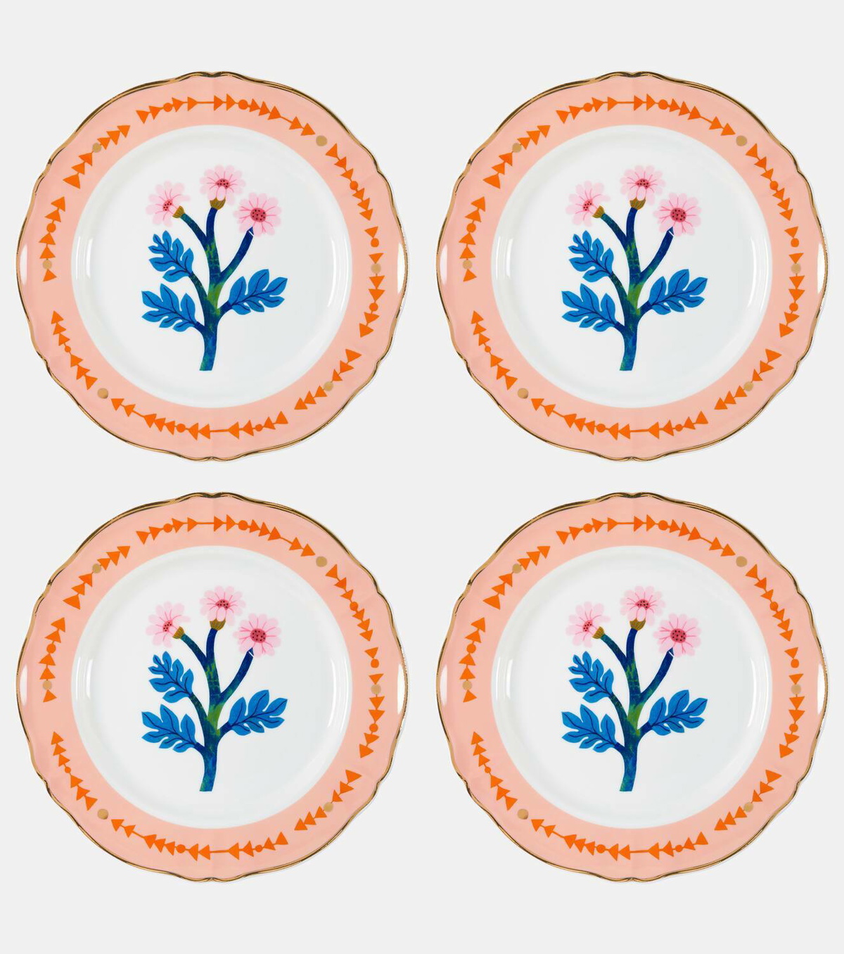 Bitossi Botanica set of 4 porcelain dinner plates