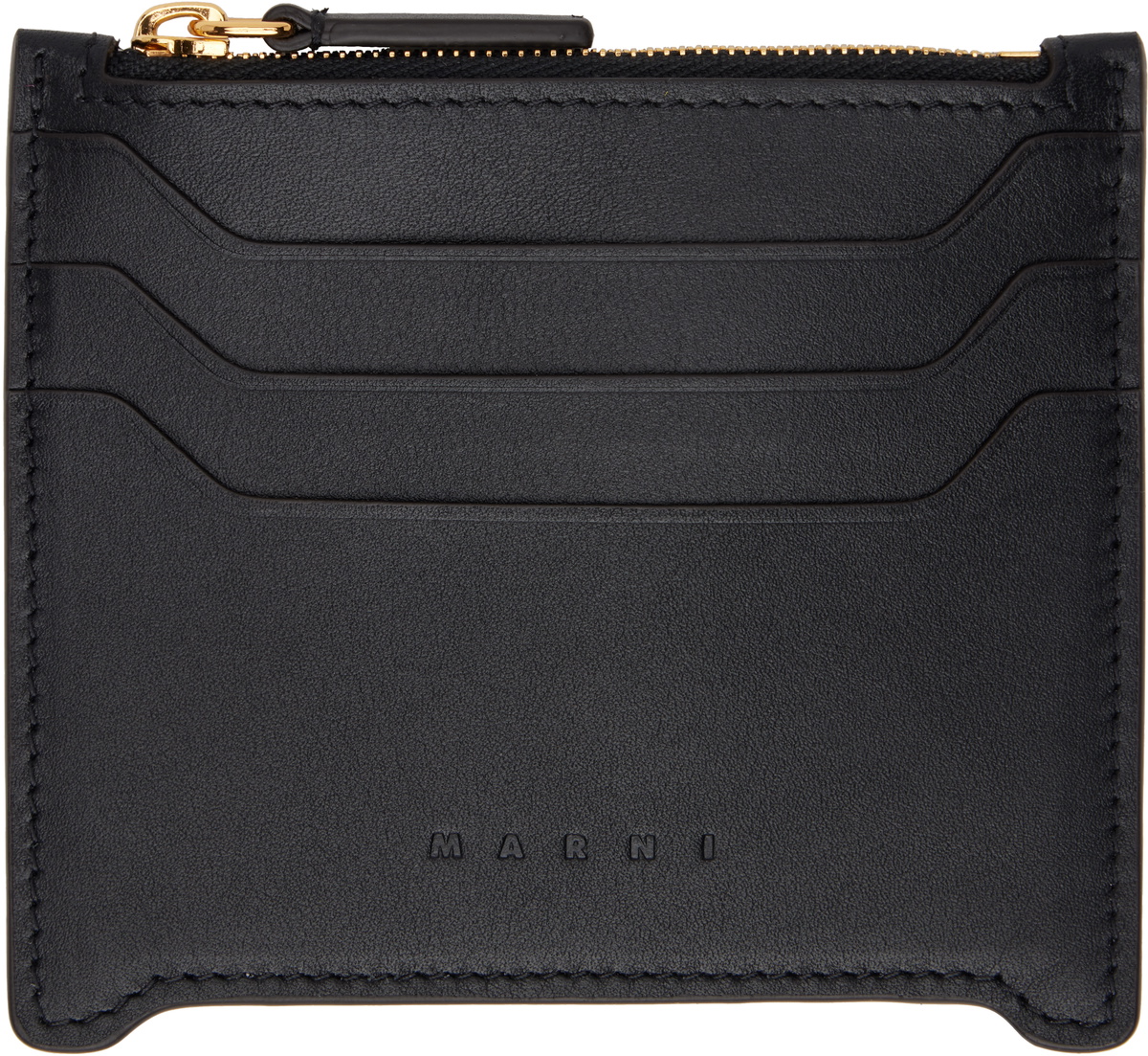 ◇MARNI◇ Leather Zipper Card Holder Black PFMO0112U1P803500 Black saffiano leather card case | Marni
