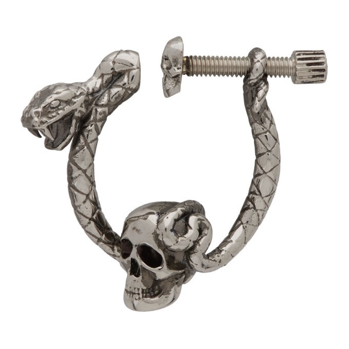 Photo: Alexander McQueen Silver Skull and Snake Earring