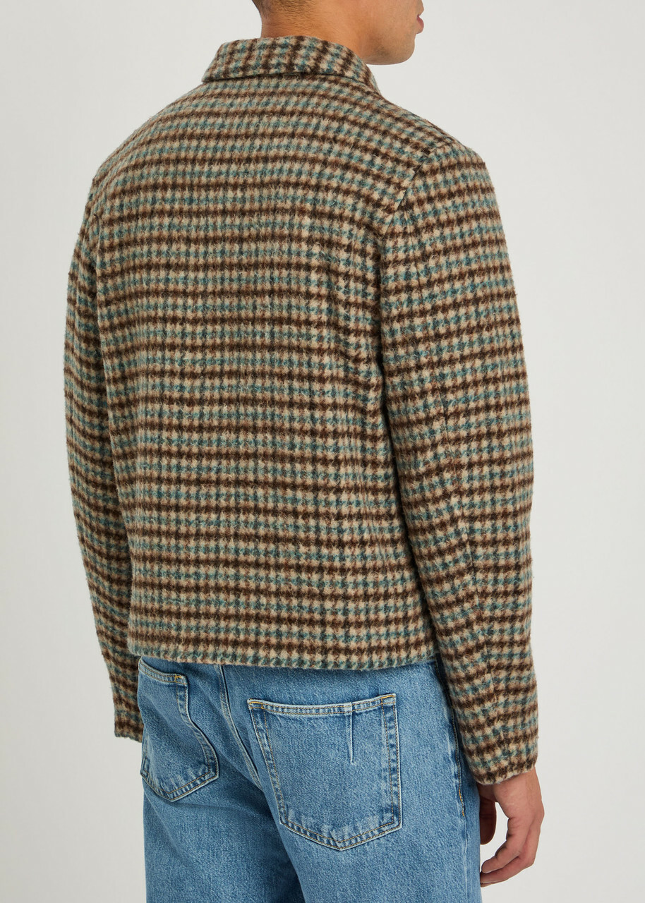 Won Hundred Dutton Houndstooth Brushed Wool-blend Jacket Brown