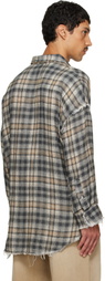 R13 Gray Shredded Seam Drop Neck Shirt
