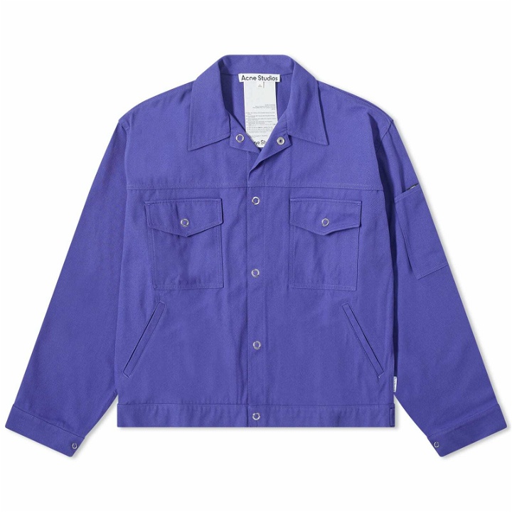 Photo: Acne Studios Men's Ourle Twill Overshirt in Electric Purple