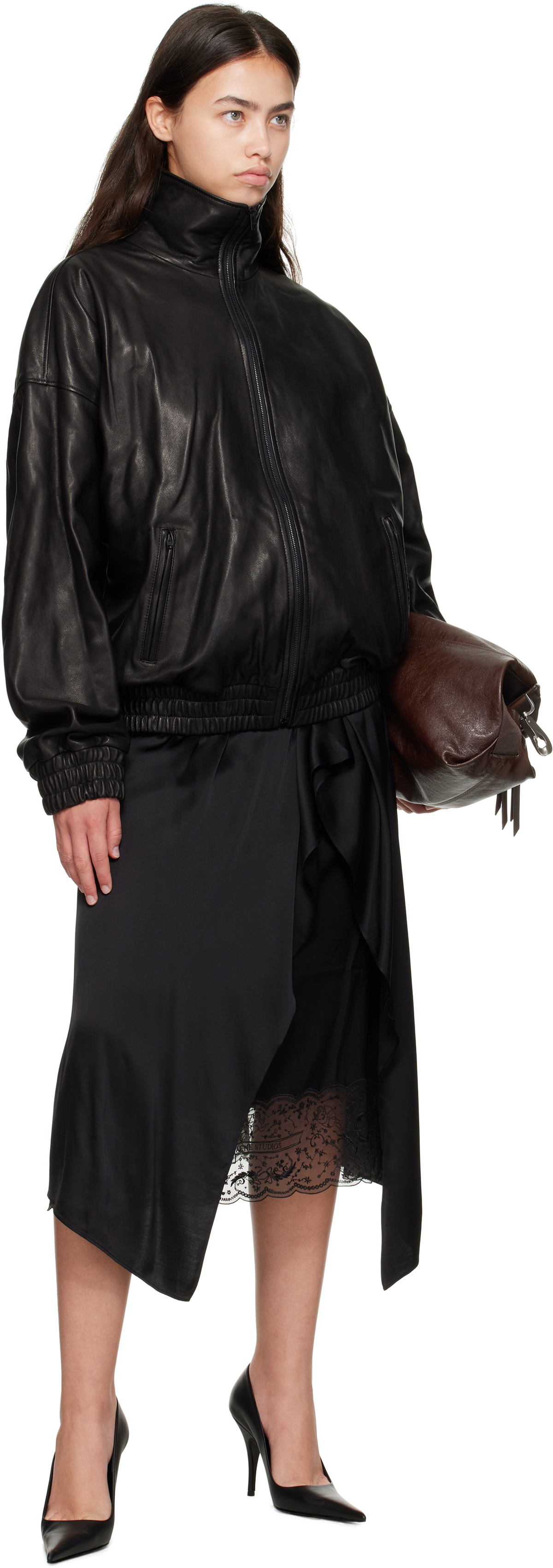 Acne Studios Black Zip Leather Jacket