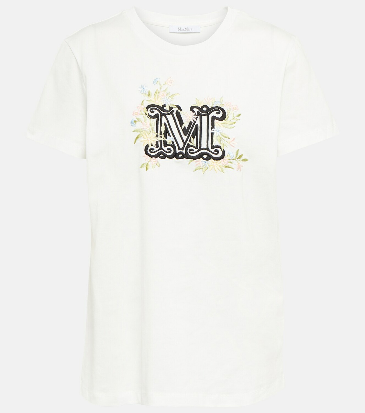 【MAX MARA】Logo embroidered cotton T-shirt 22836664_52894854_600.jpg