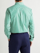 Drake's - Button-Down Collar Striped Cotton-Poplin Shirt - Green