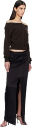 TOM FORD Black Crepe Envers Satin Tailored Maxi Skirt