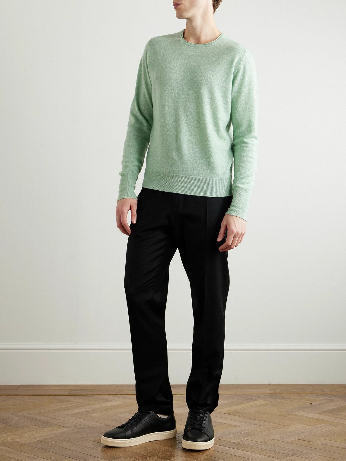 Kingsman - Slim-Fit Cashmere and Linen-Blend Sweater - Green