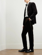 Brunello Cucinelli - Straight-Leg Pleated Satin-Trimmed Cotton-Velvet Tuxedo Trousers - Brown