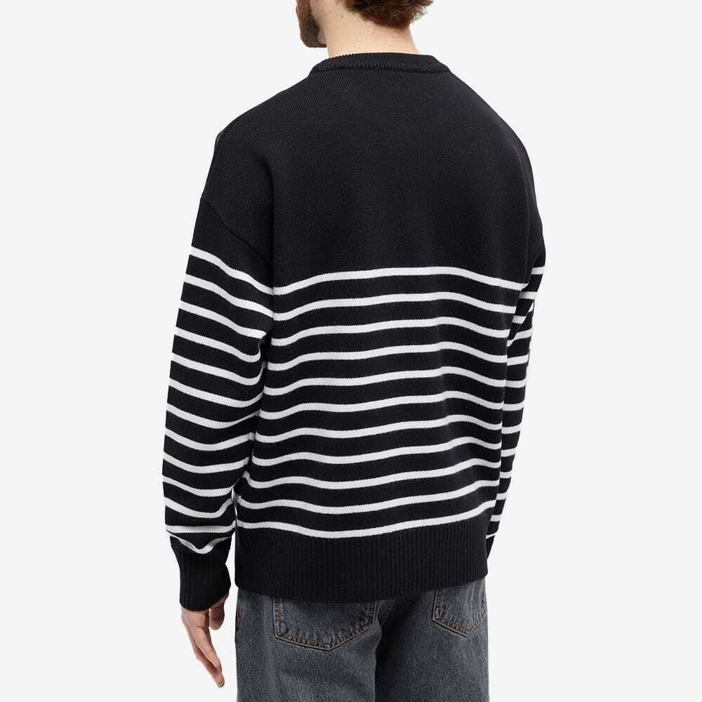 AMI Men's Large A Heart Striped Crew Knit in Black/White/Red AMI